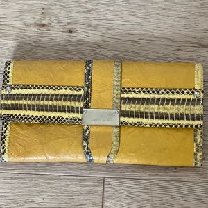 Jimmy Choo Mustard Yellow Brown Python Trim